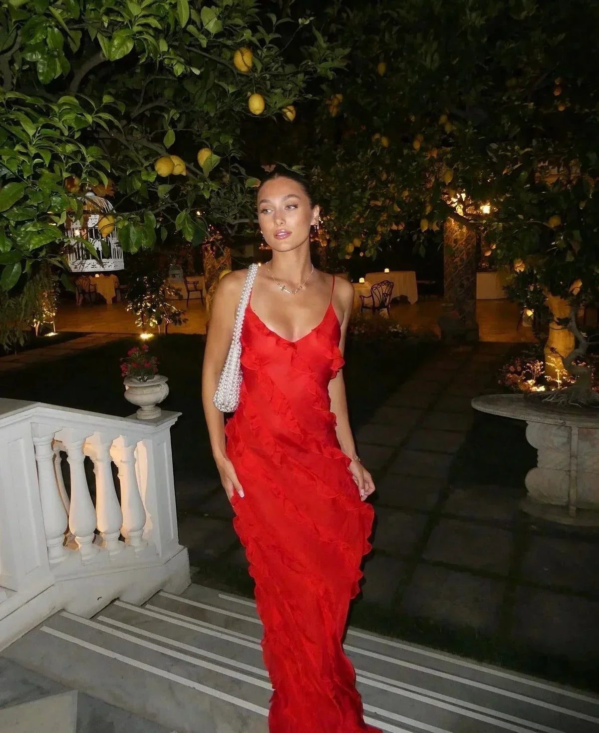 Autumn | Cascading Ruffle Evening Women Summer Maxi Dress
