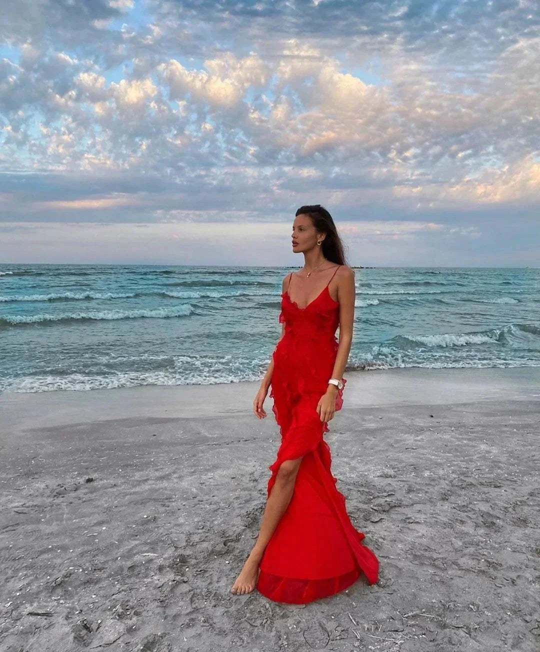 Autumn | Cascading Ruffle Evening Women Summer Maxi Dress