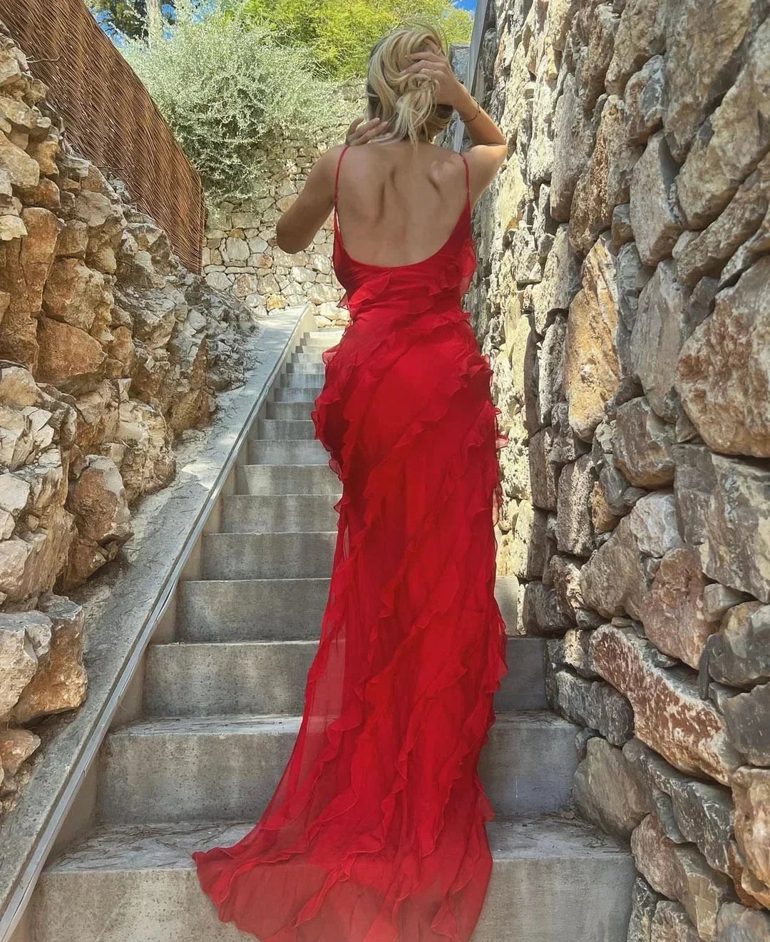 Autumn | Cascading Ruffle Evening Women Summer Maxi Dress