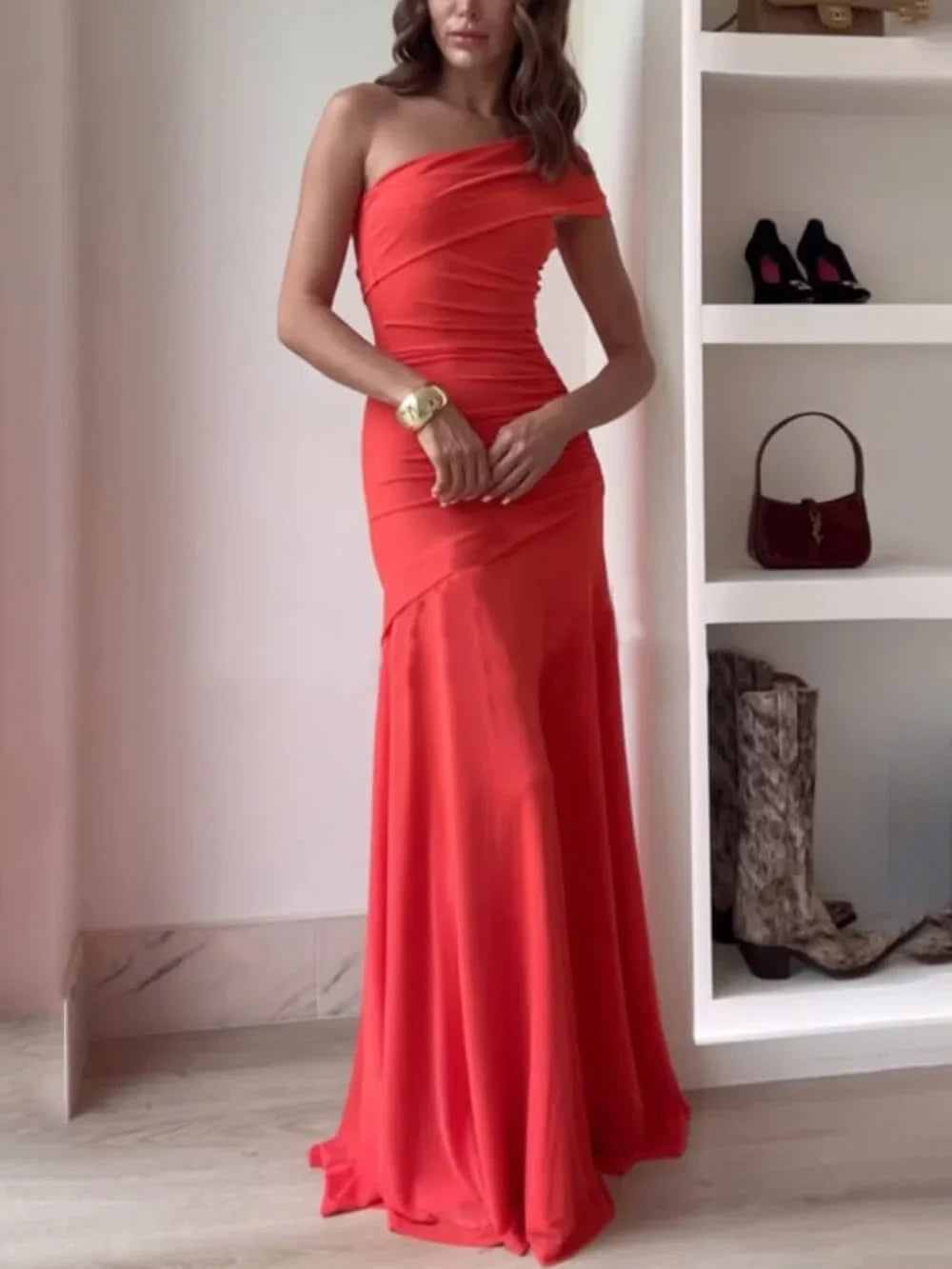 Miranda | Asymmetric One-Shoulder Ruched Women Summer Maxi Dress
