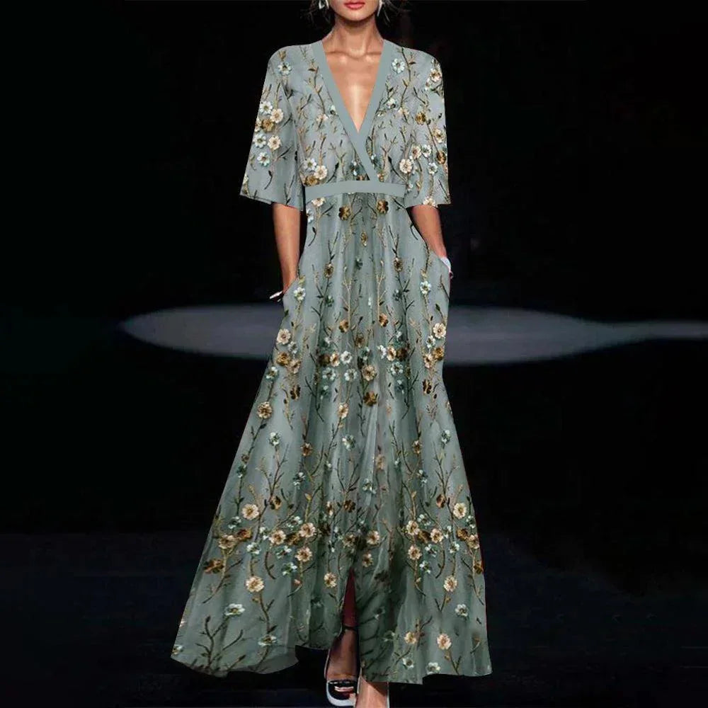Scarlett | Floral V-Neck Relaxed Women Summer Maxi Dress