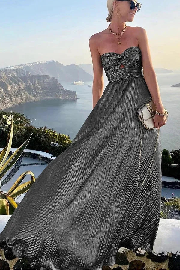 Monica | Strapless Shimmer Textured Women Summer Maxi Dress