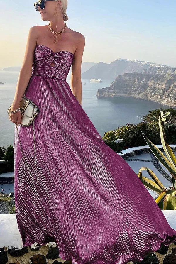 Monica | Strapless Shimmer Textured Women Summer Maxi Dress