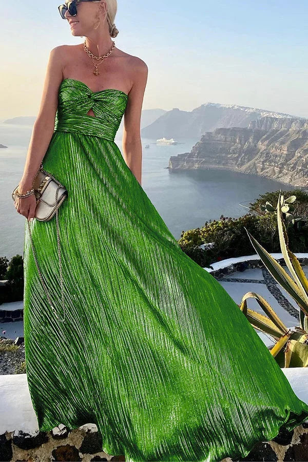 Monica | Strapless Shimmer Textured Women Summer Maxi Dress