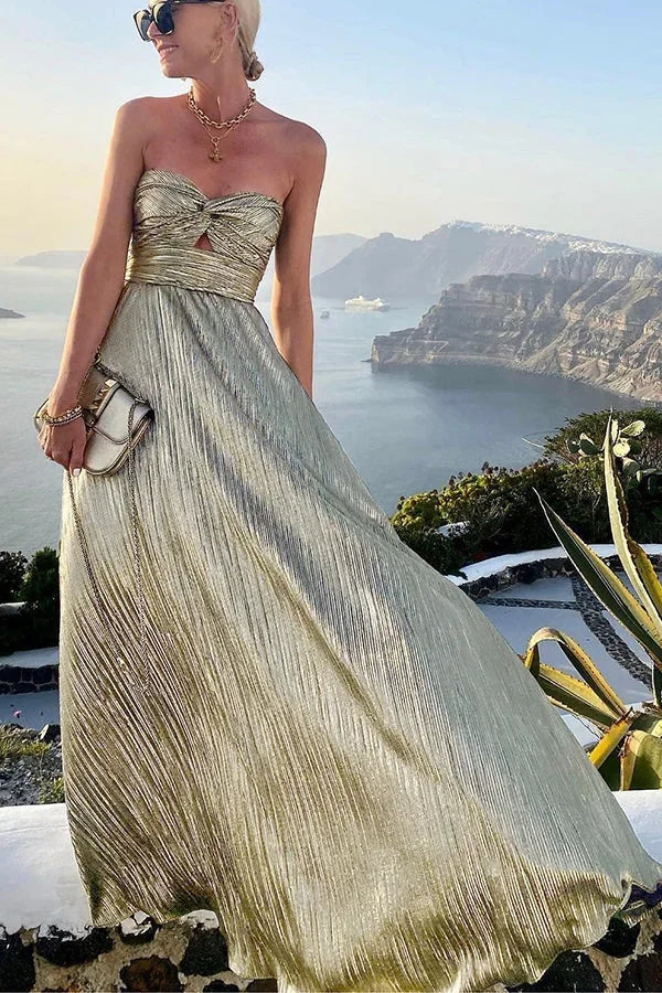 Monica | Strapless Shimmer Textured Women Summer Maxi Dress