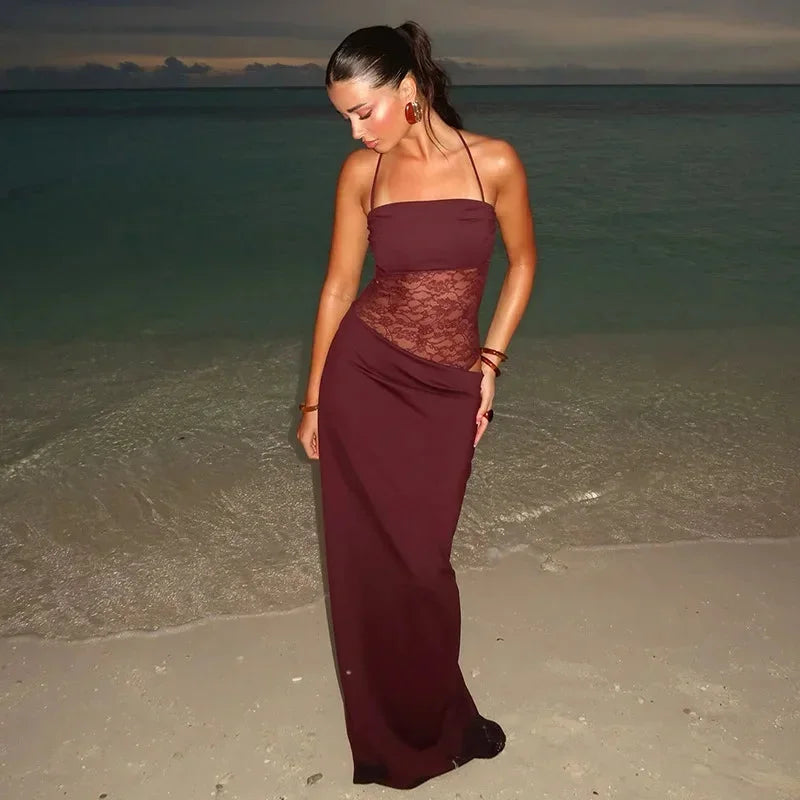 Mia | Strapless Lace-Panel Bodycon Women Summer Maxi Dress