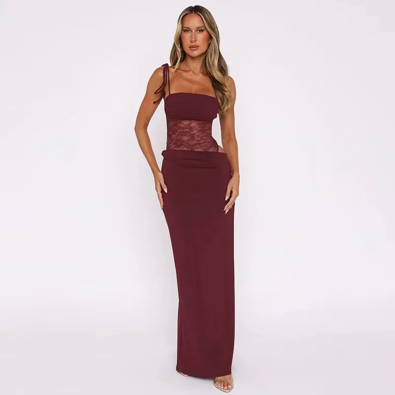 Mia | Strapless Lace-Panel Bodycon Women Summer Maxi Dress