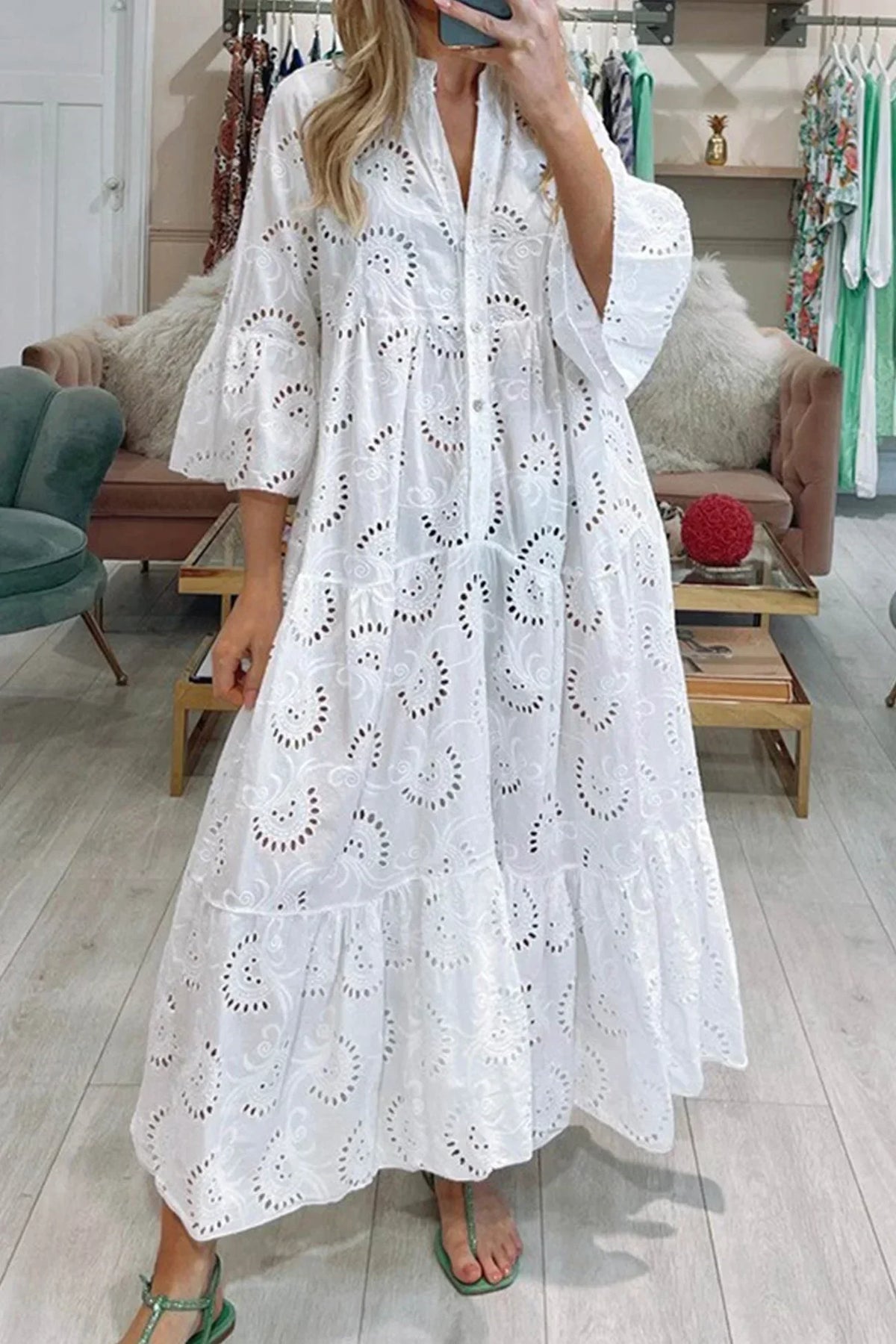 Meg | Embroidered Tiered Pocket Women Summer Maxi Dress