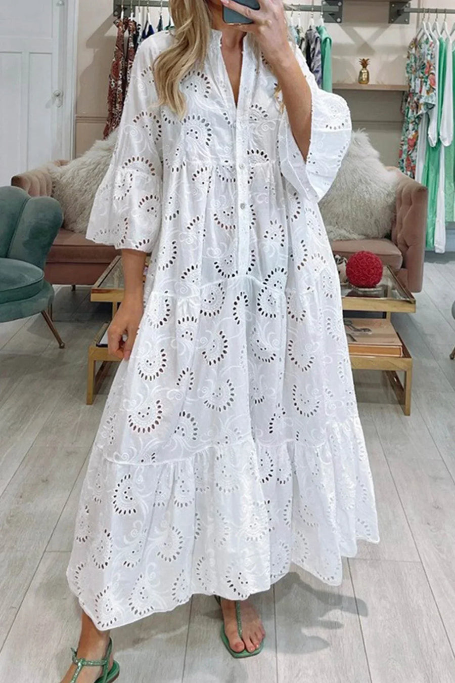 Meg | Embroidered Tiered Pocket Women Summer Maxi Dress