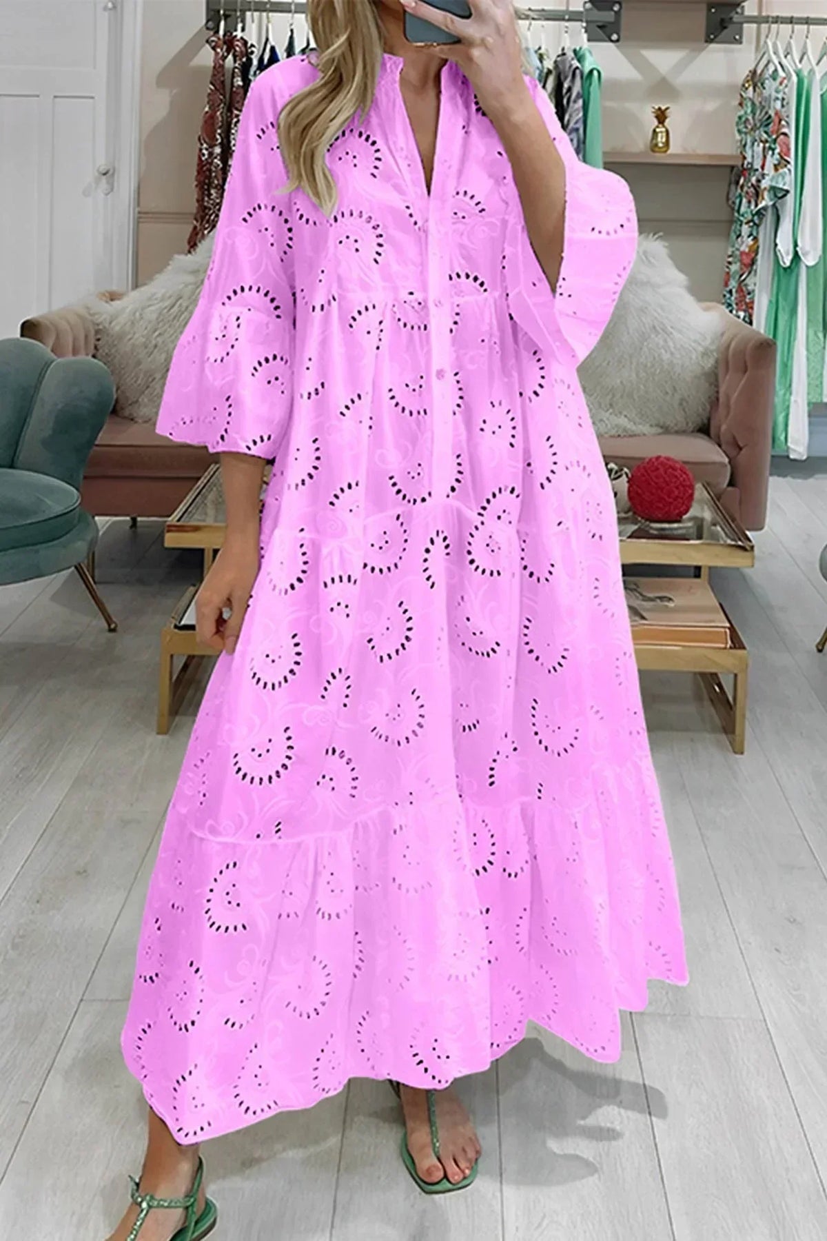 Meg | Embroidered Tiered Pocket Women Summer Maxi Dress