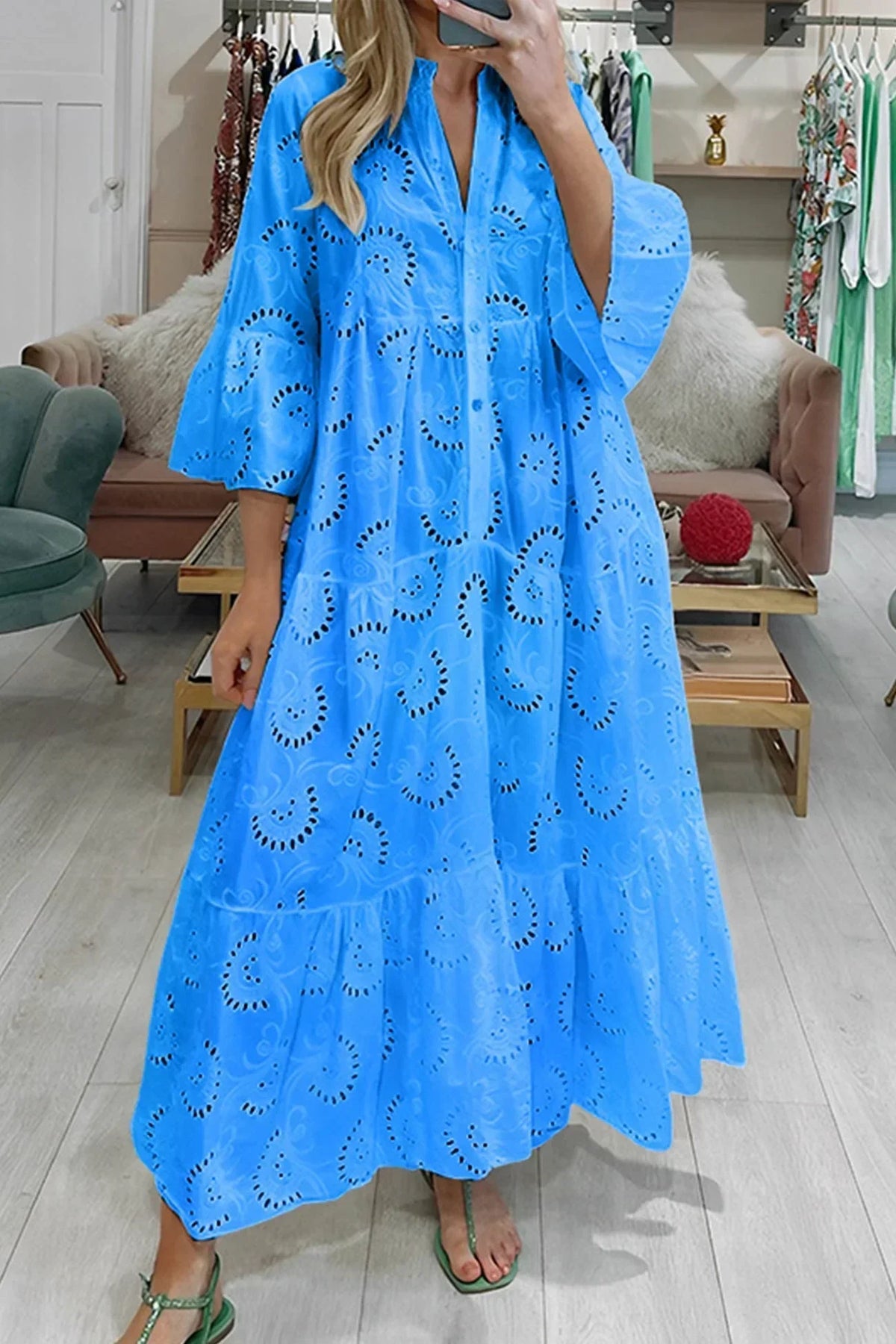 Meg | Embroidered Tiered Pocket Women Summer Maxi Dress