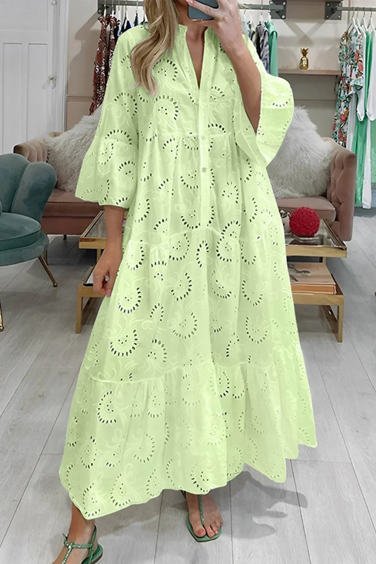 Meg | Embroidered Tiered Pocket Women Summer Maxi Dress