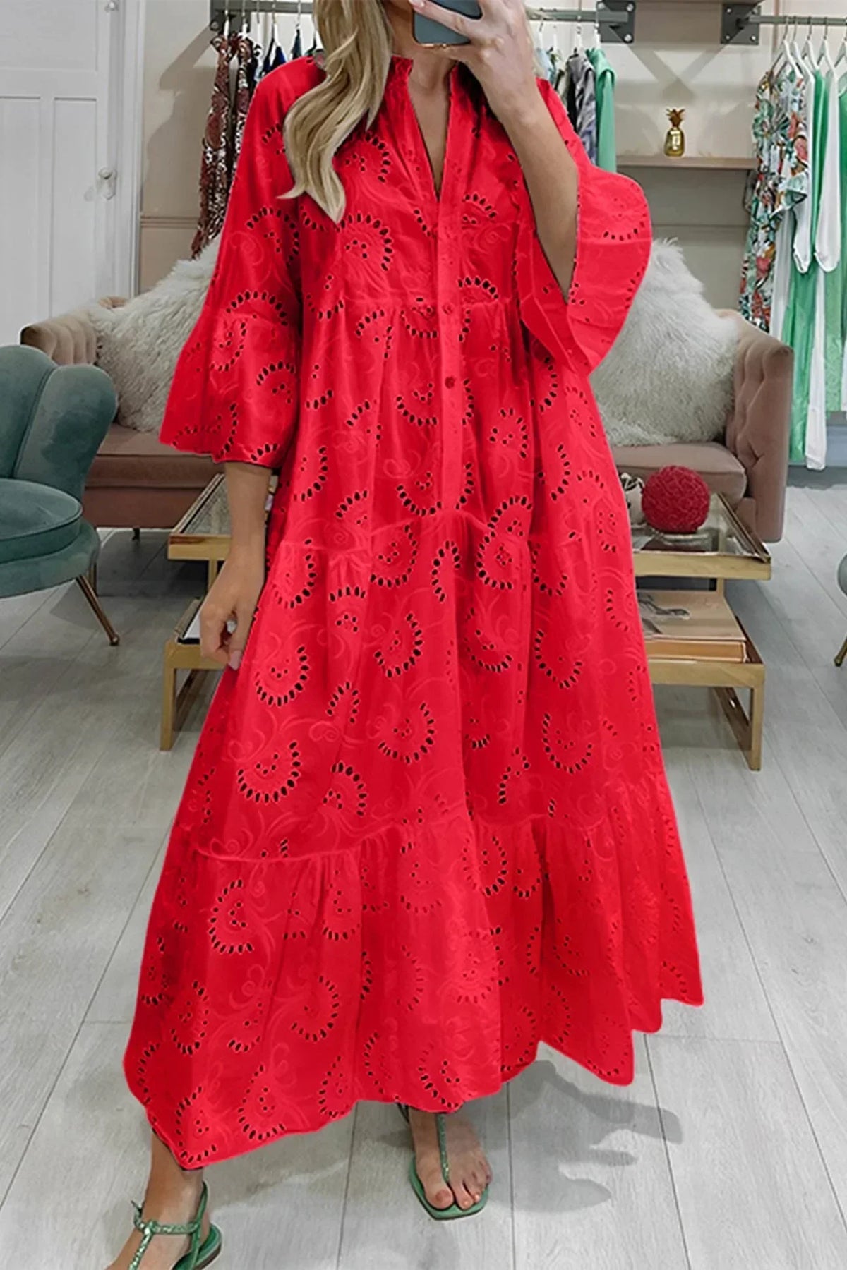 Meg | Embroidered Tiered Pocket Women Summer Maxi Dress