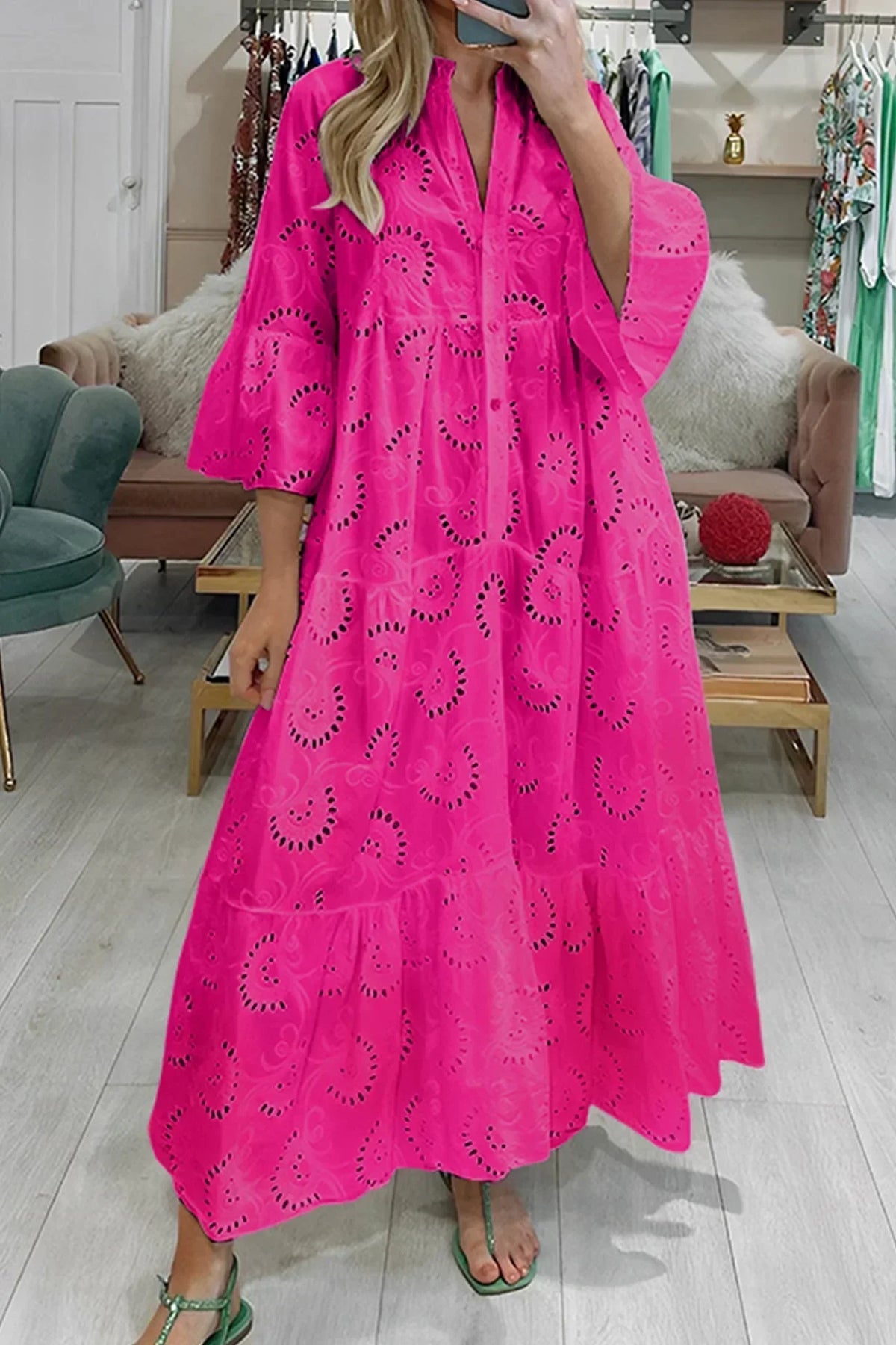 Meg | Embroidered Tiered Pocket Women Summer Maxi Dress