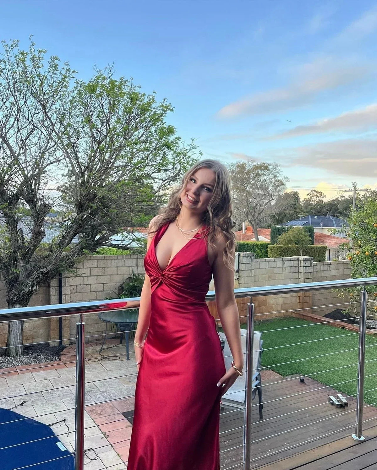 Marisol | Satin-Look Crisscross Backless Women Summer Maxi Dress