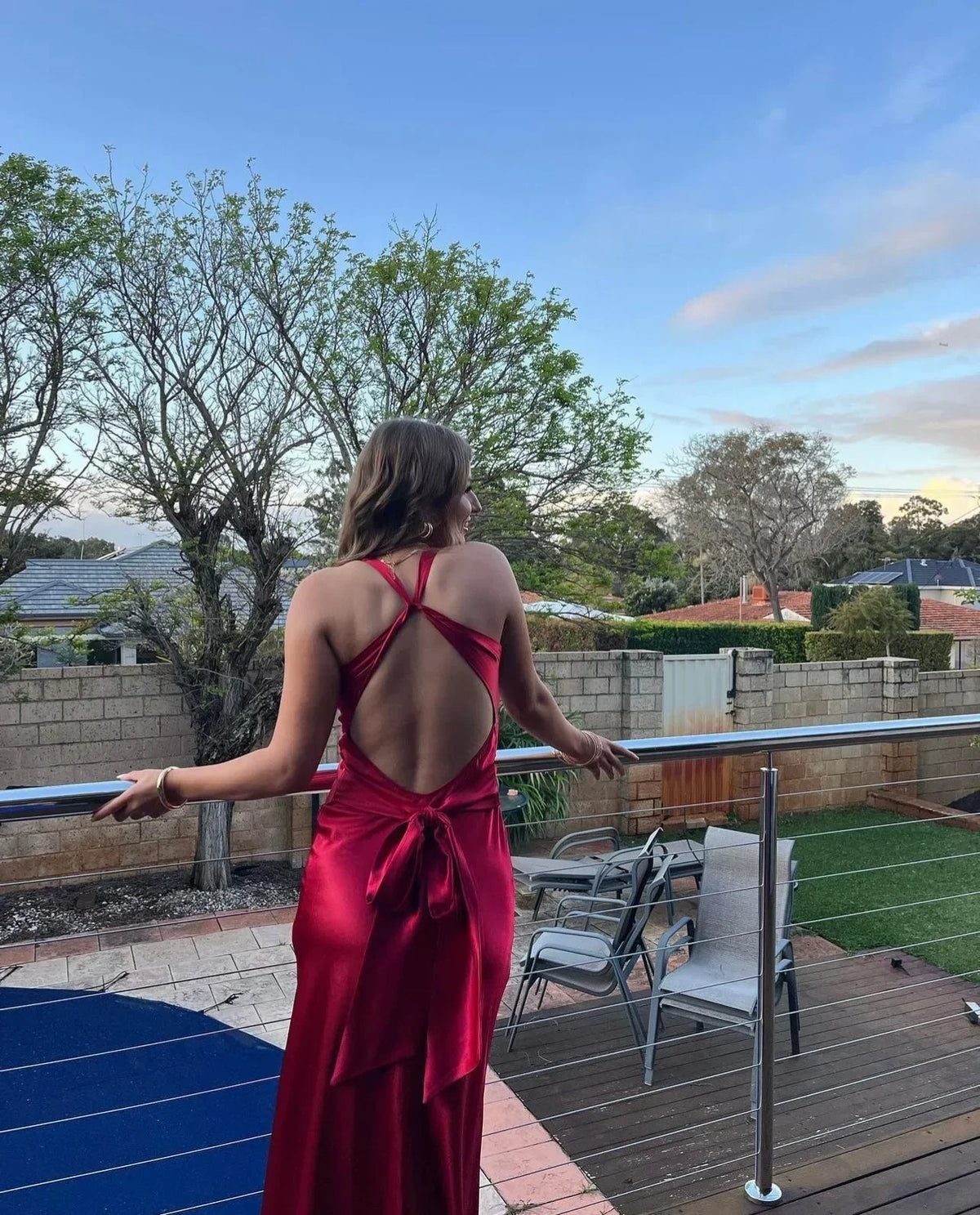 Marisol | Satin-Look Crisscross Backless Women Summer Maxi Dress