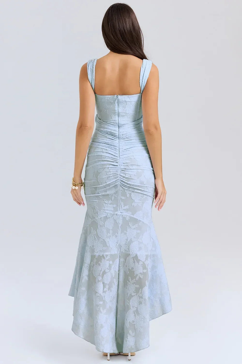 Sandra | Ruched Mermaid Square-Neck Women Summer Maxi Dress