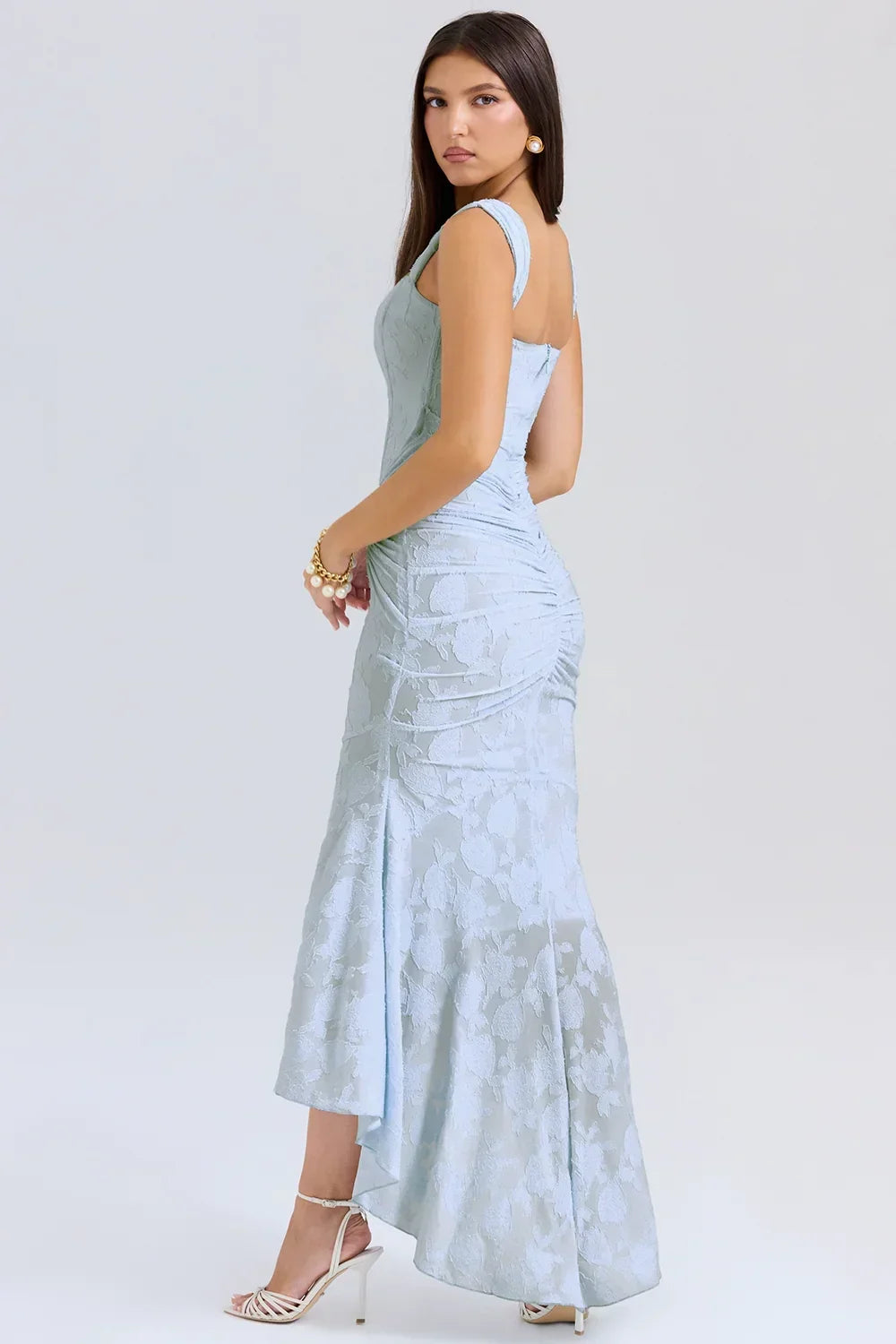 Sandra | Ruched Mermaid Square-Neck Women Summer Maxi Dress