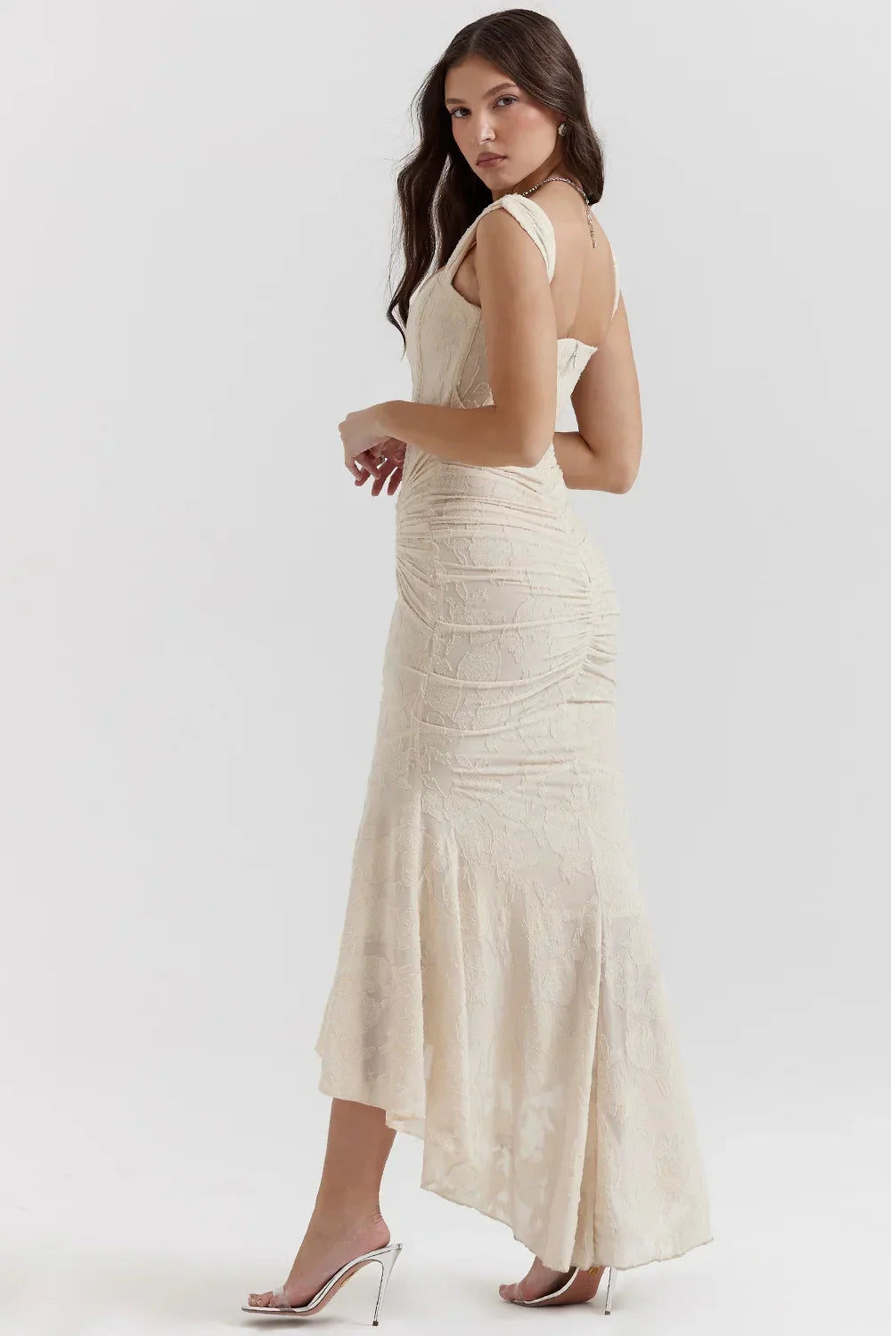 Sandra | Ruched Mermaid Square-Neck Women Summer Maxi Dress