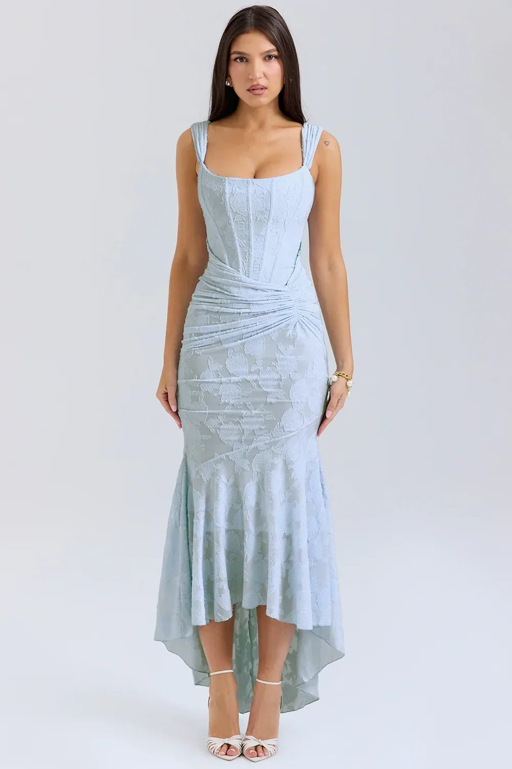Sandra | Ruched Mermaid Square-Neck Women Summer Maxi Dress