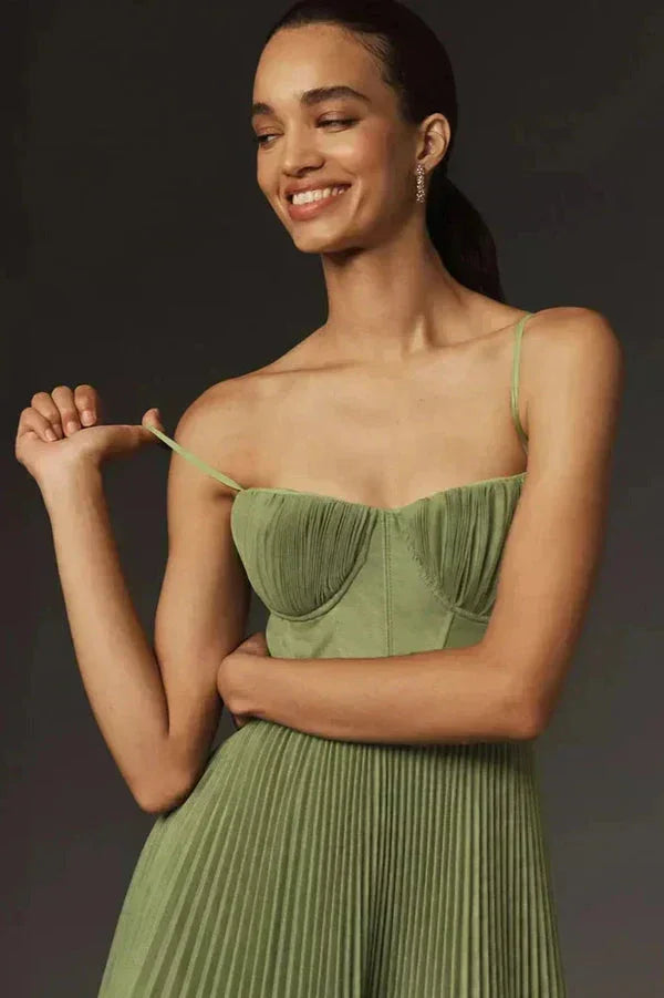 Wendy | Pleated A-Line Strappy Women Summer Maxi Dress