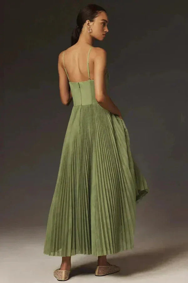 Wendy | Pleated A-Line Strappy Women Summer Maxi Dress