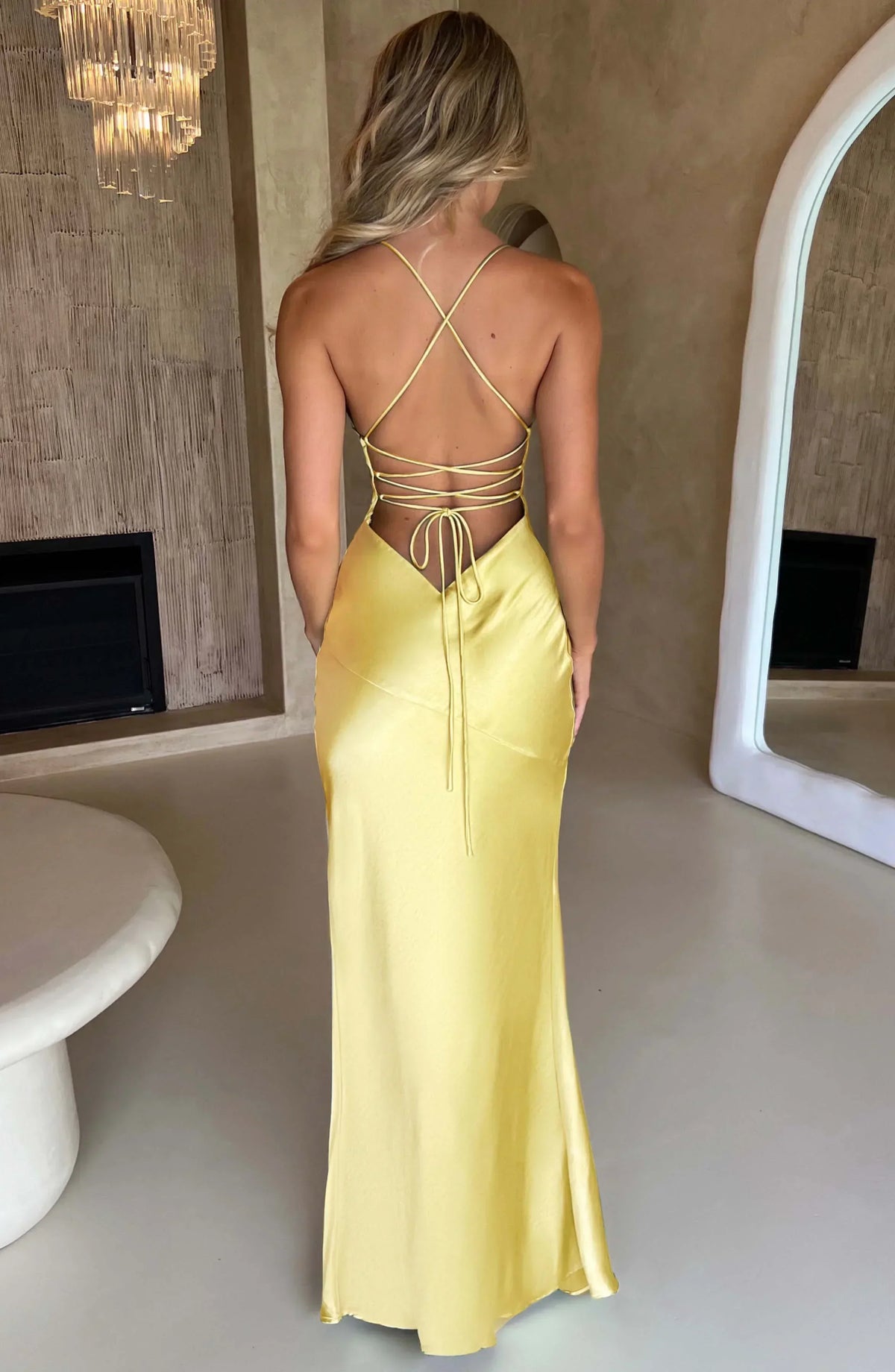Mariah | Satin-Look Lace-Up Split Women Summer Maxi Dress