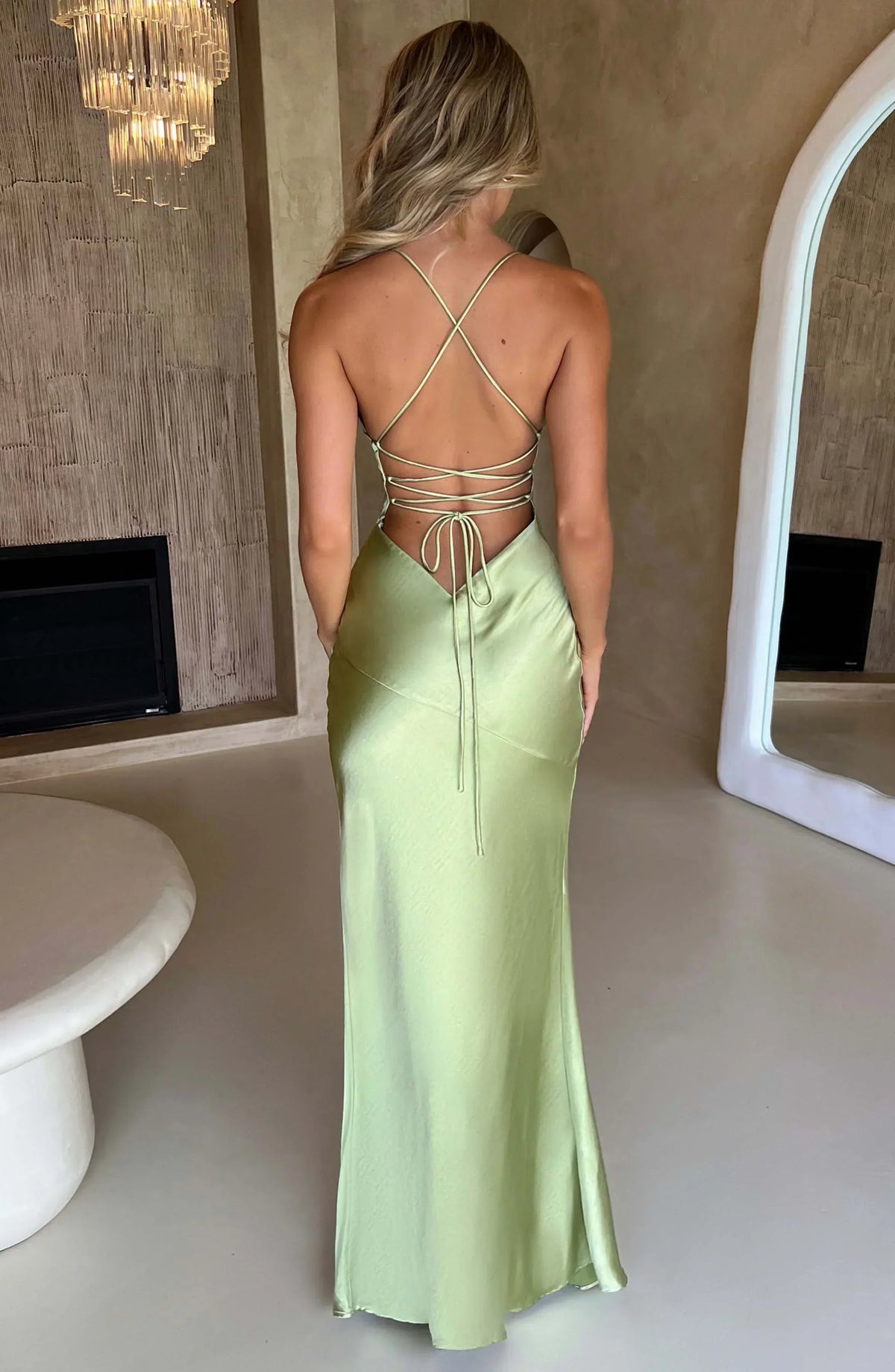 Mariah | Satin-Look Lace-Up Split Women Summer Maxi Dress
