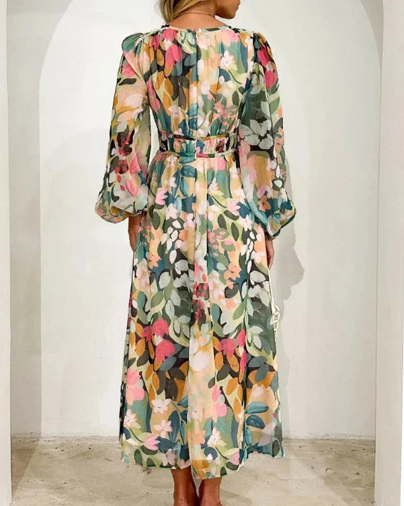Annabel | Floral V-Neck Flowing Women's Maxi Dress