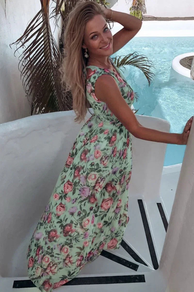 Kara | Floral Wrap High-Slit Women Summer Maxi Dress
