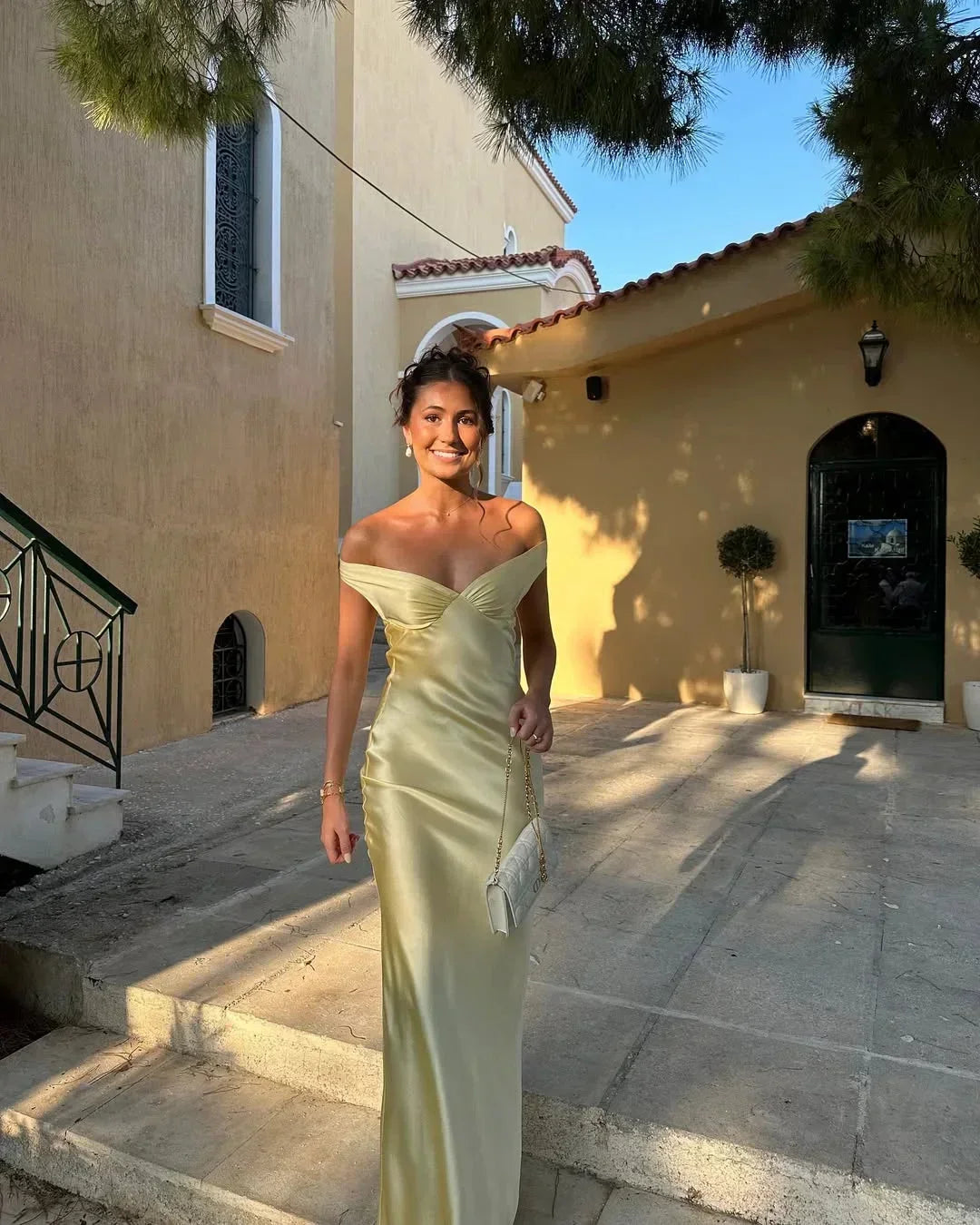 Shayla | Off-Shoulder Satin Graceful Women Summer Maxi Dress