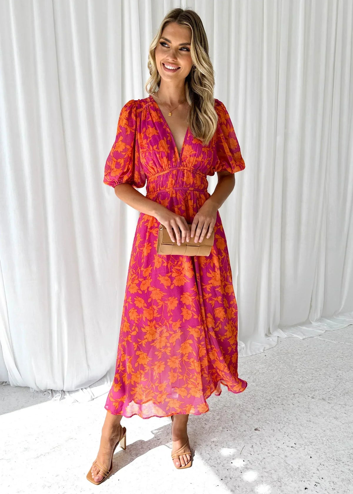 Hope | Floral Wrap Flutter-Sleeve Women's Maxi Dress