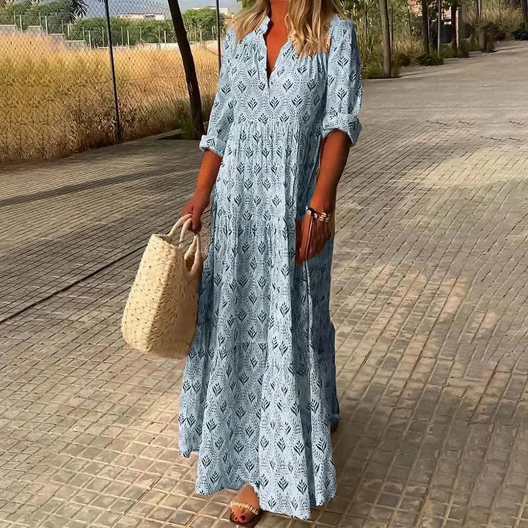 Kate | Boho Printed Loose-Fit Women Summer Maxi Dress