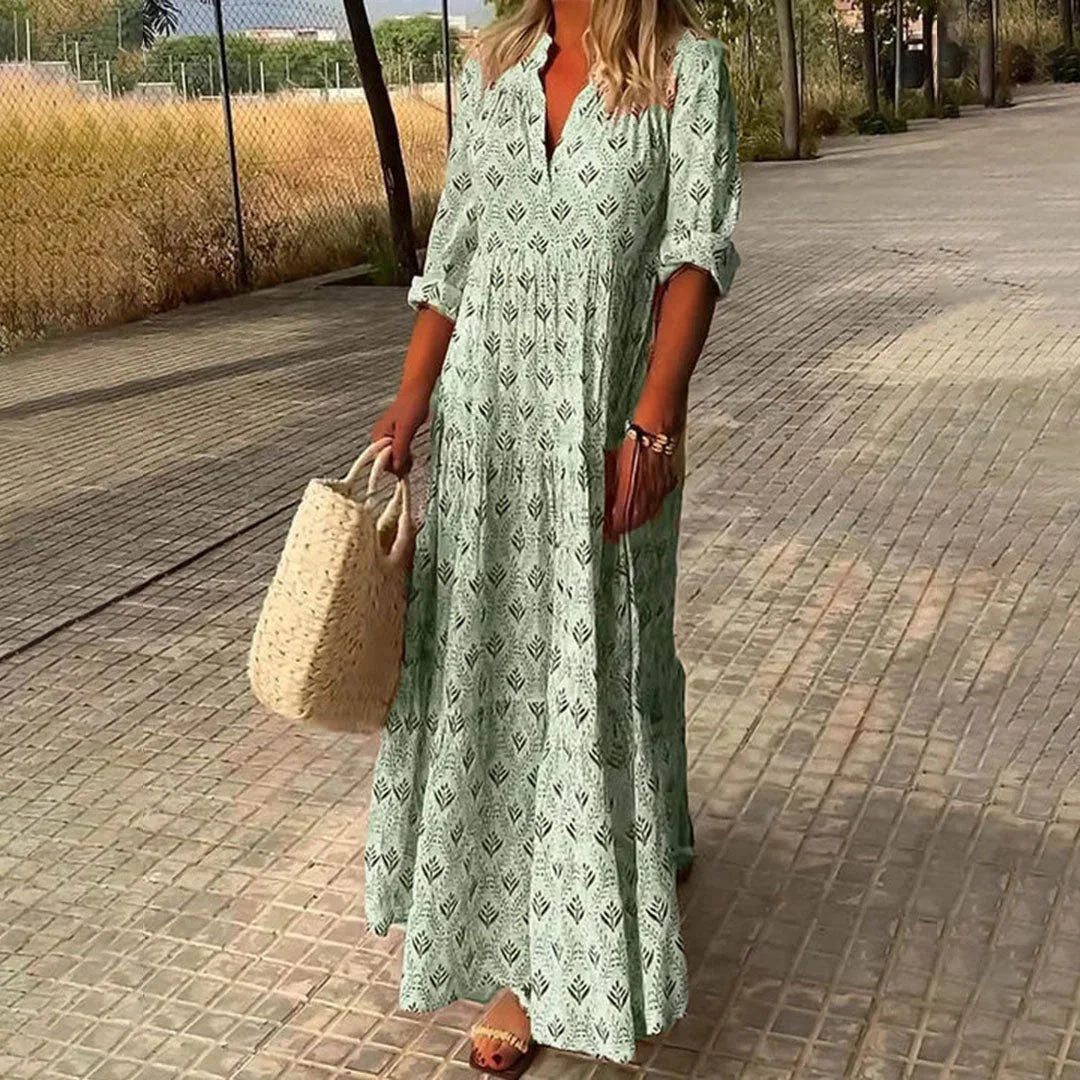 Kate | Boho Printed Loose-Fit Women Summer Maxi Dress