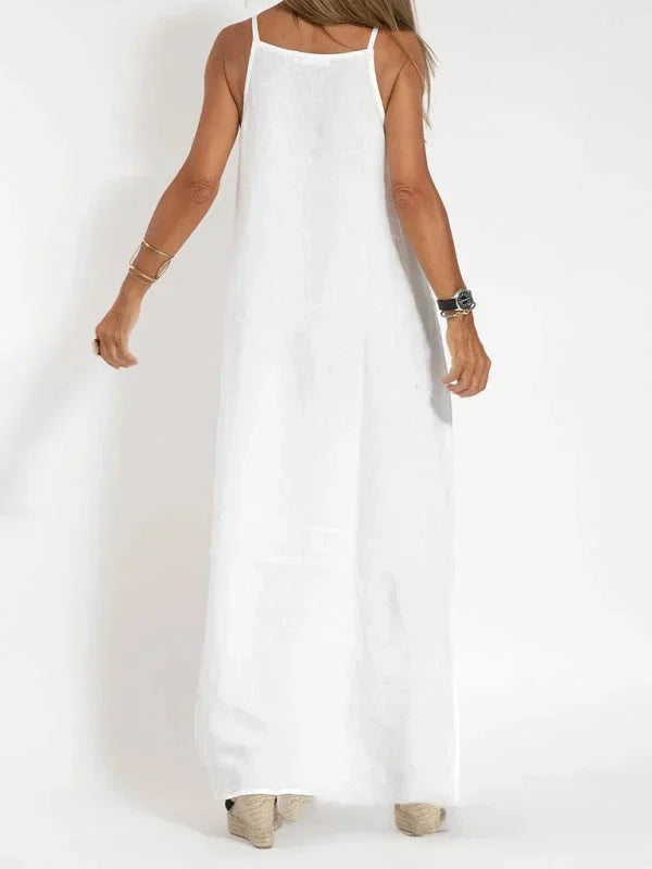 Michelle | Sleeveless Round-Neck Side-Slit Women Summer Maxi Dress
