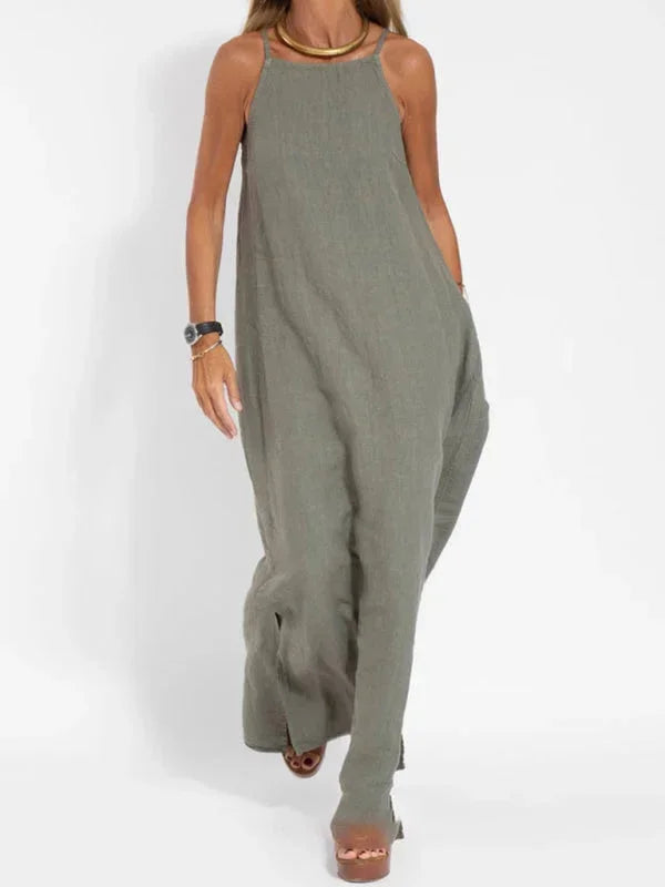 Michelle | Sleeveless Round-Neck Side-Slit Women Summer Maxi Dress