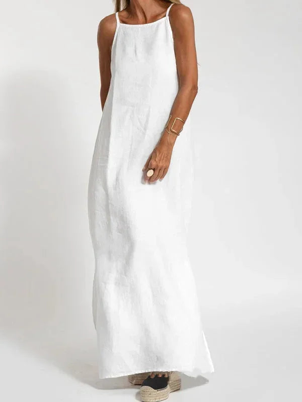 Michelle | Sleeveless Round-Neck Side-Slit Women Summer Maxi Dress