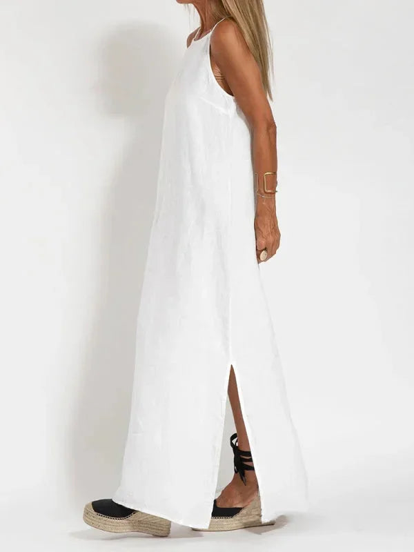 Michelle | Sleeveless Round-Neck Side-Slit Women Summer Maxi Dress