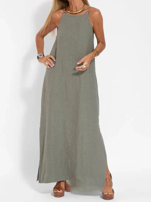 Michelle | Sleeveless Round-Neck Side-Slit Women Summer Maxi Dress