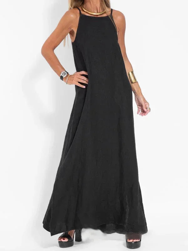 Michelle | Sleeveless Round-Neck Side-Slit Women Summer Maxi Dress