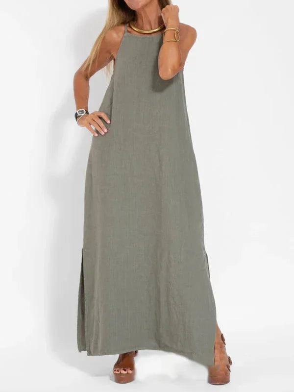 Michelle | Sleeveless Round-Neck Side-Slit Women Summer Maxi Dress