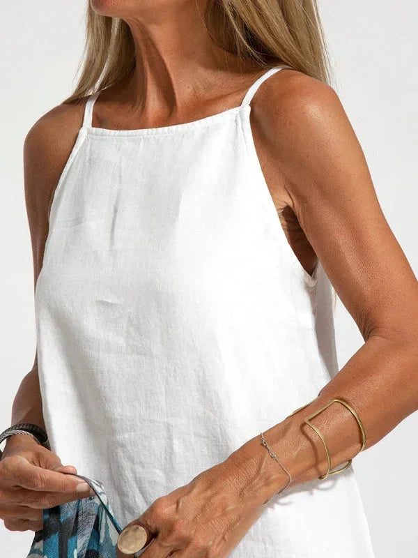 Michelle | Sleeveless Round-Neck Side-Slit Women Summer Maxi Dress