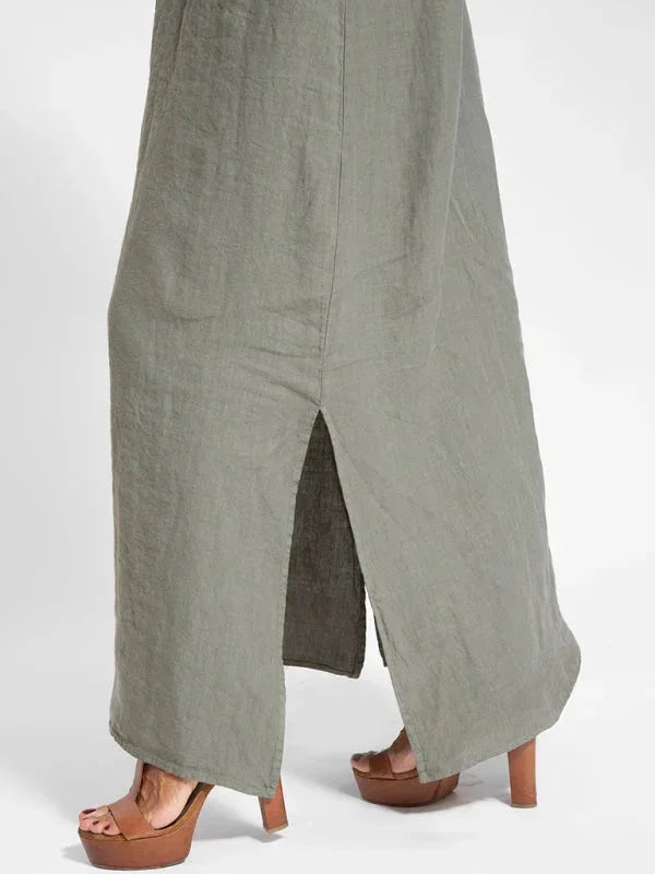 Michelle | Sleeveless Round-Neck Side-Slit Women Summer Maxi Dress