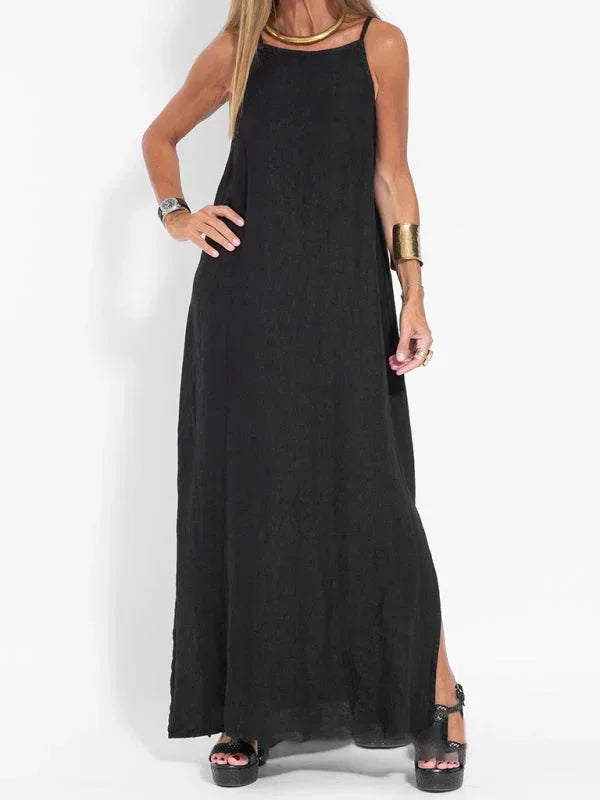 Michelle | Sleeveless Round-Neck Side-Slit Women Summer Maxi Dress