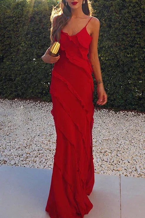 Whitney | Tiered Ruffle Side-Slit Women Summer Maxi Dress