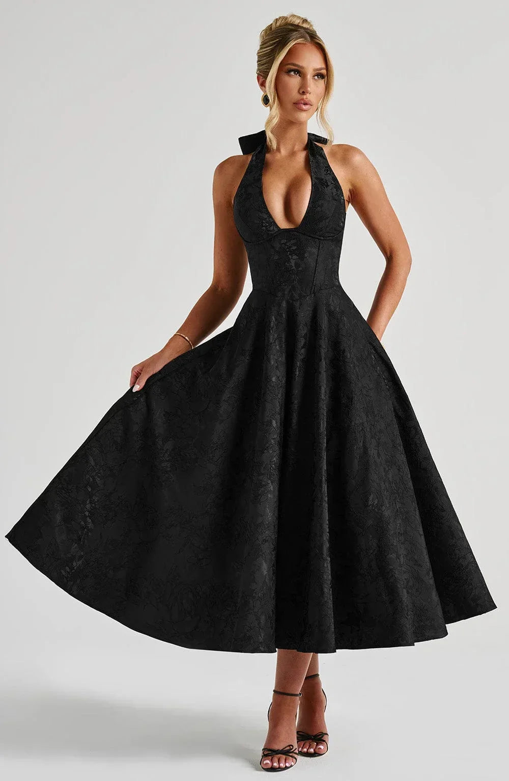 Anais | Halter Fit-and-Flare Women Summer Midi Dress