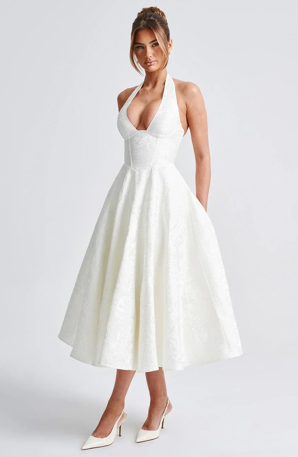 Anais | Halter Fit-and-Flare Women Summer Midi Dress