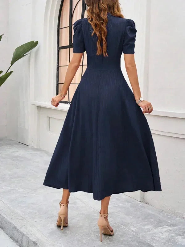 Beatrice | Flowy Puff-Sleeve Fit-and-Flare Women Summer Midi Dress