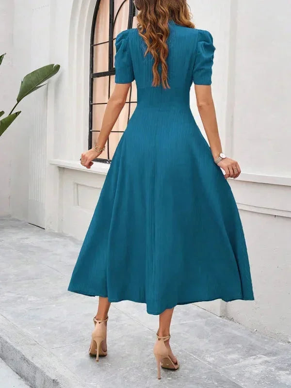 Beatrice | Flowy Puff-Sleeve Fit-and-Flare Women Summer Midi Dress