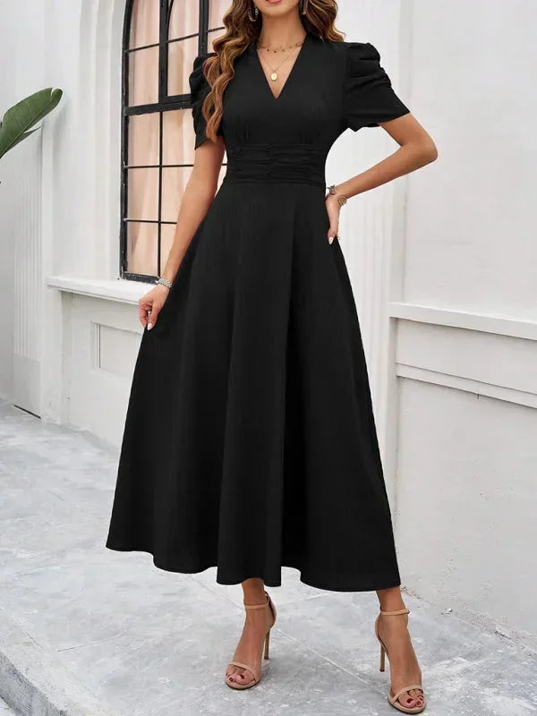 Beatrice | Flowy Puff-Sleeve Fit-and-Flare Women Summer Midi Dress